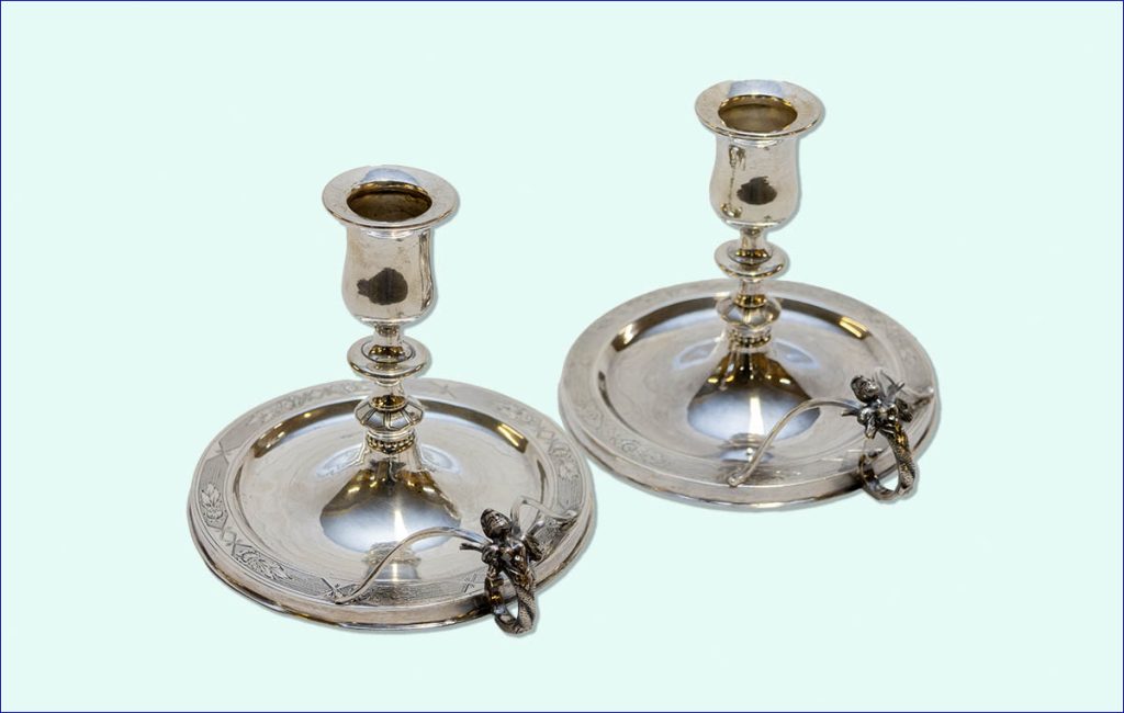 Ett par nattstakar i silver, 1873.